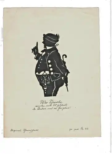 Original-Scherenschnitt Silhouette eines beleibten Schwaben von Lisa Troitzsch