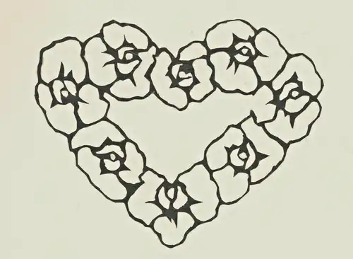 Original-Scherenschnitt Herz aus Blüten auf Karton von Lisa Troitzsch 1939