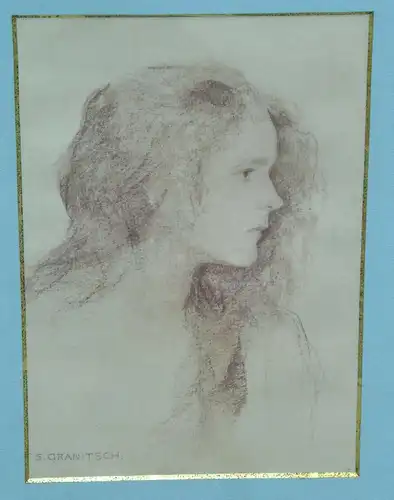 Zeichnung,Kohlestift,Susanna Renate GRANITSCH,Portrait,gerahmt,Passepartout