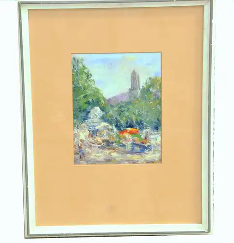 Gemälde,Öl auf Leinwand,Impressionist,gerahmt,verglast,Passepartout,unsigniert