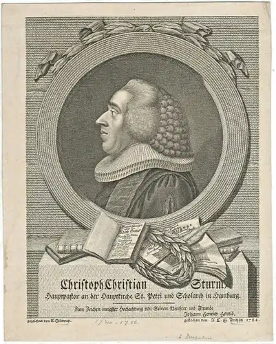 Kupferstich Portrait Christoph Christian Sturm von Fritzsch, Stöttrup, 1784