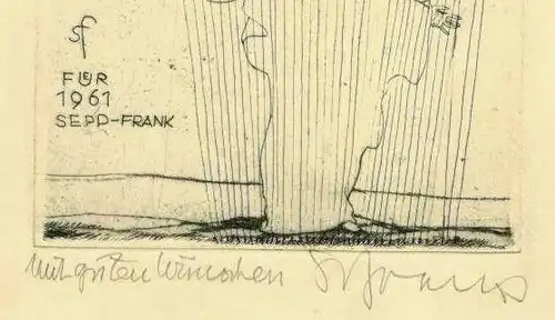 Radierung Jahresgraphik „FUER 1961“ von Sepp Frank