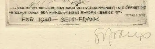 Radierung Jahresgraphik „FUER 1948“ von Sepp Frank