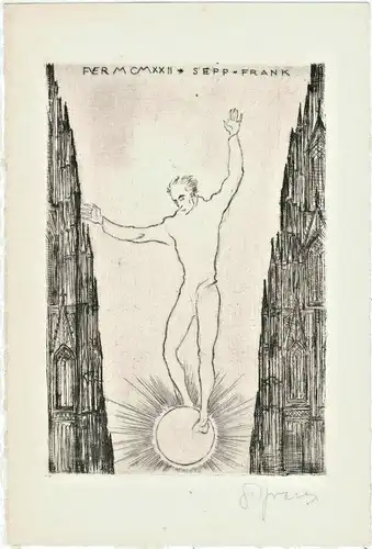 Radierung Jahresgraphik „FUER MCMXXII“ von Sepp Frank ( 1922)