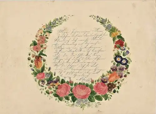 Neun sehr dekorative Handschriften auf Blättern, ca. 1859/1860