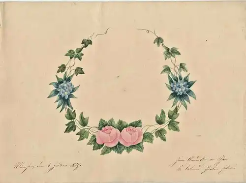 Neun sehr dekorative Handschriften auf Blättern, ca. 1859/1860