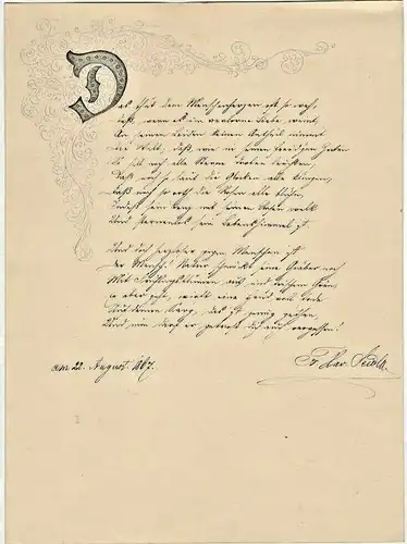 Neun sehr dekorative Handschriften auf Blättern, ca. 1859/1860