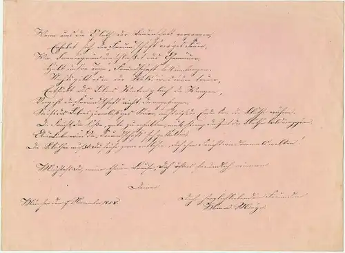 Neun sehr dekorative Handschriften auf Blättern, ca. 1859/1860