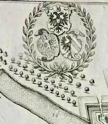 Kupferstich Stadtplan Nürnberg „Norenberga. Nürmberg" 1644 von Matthäus Merian