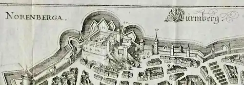 Kupferstich Stadtplan Nürnberg „Norenberga. Nürmberg" 1644 von Matthäus Merian