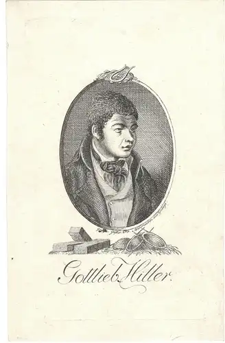Kupferstich Portrait Gottlieb Hiller von Friedrich Naumann
