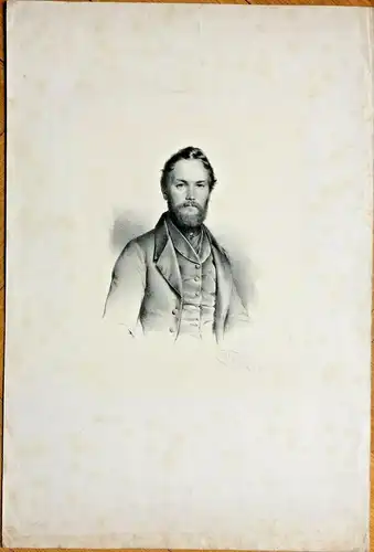 Lithographie Portrait eines Unbekannten wohl von Friedrich Hohe