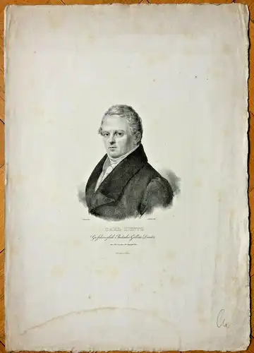 Lithographie Portrait Carl Kuntz von Carl Straub nach Johann Nepomuk Muxel