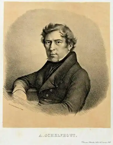 Lithographie Portrait Andreas Schelfhout von Eugène Joseph Verboeckhoven 1828