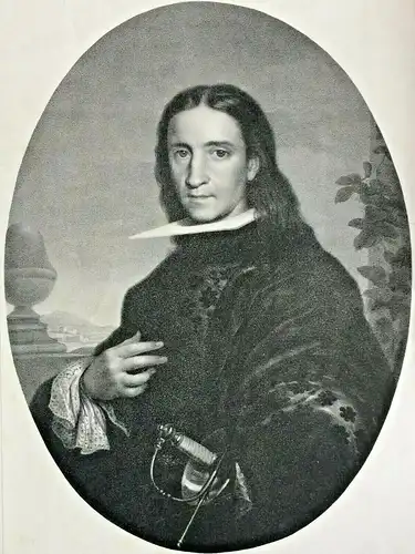 Lithographie „Unbekanntes Portrait“ von Joseph Anton Mayr nach B. E. Murillo