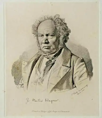 Radierung Portrait Johann Martin Wagner von Carl Gotthelf Küchler, Rom 1836
