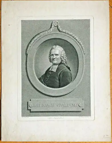 Kupferstich Portrait Johann Joachim Spalding von Johann Friedrich Bause