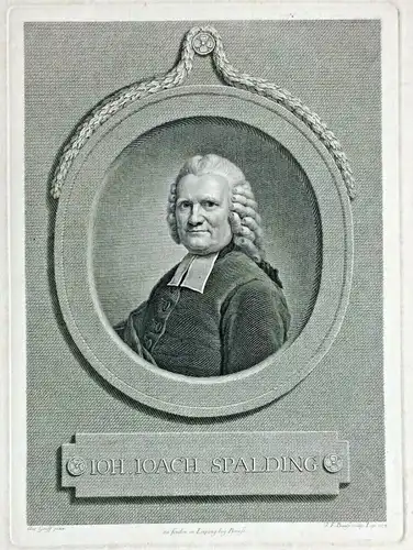 Kupferstich Portrait Johann Joachim Spalding von Johann Friedrich Bause