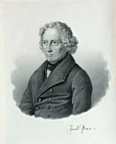 Kupferstich Portrait Jacob Grimm von Wilhelm Werner nach Karl Burggraf