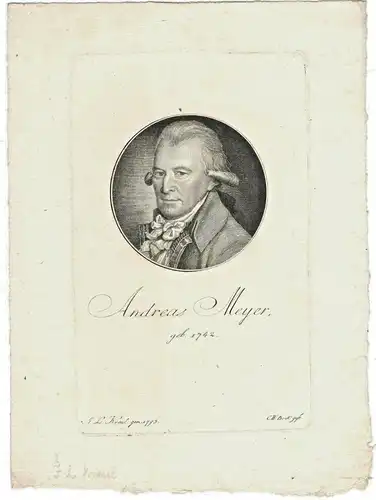 Kupferstich Portrait Andreas Meyer von Christoph Wilhelm Bock nach J.- L. Kreul