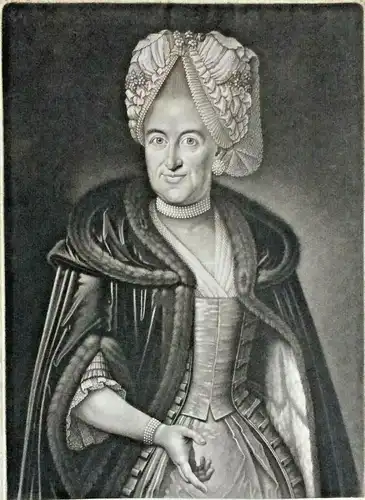 Aquatinta-Radierung Portrait Wilhelmina Barbara Geuder von Johann Simon Negges