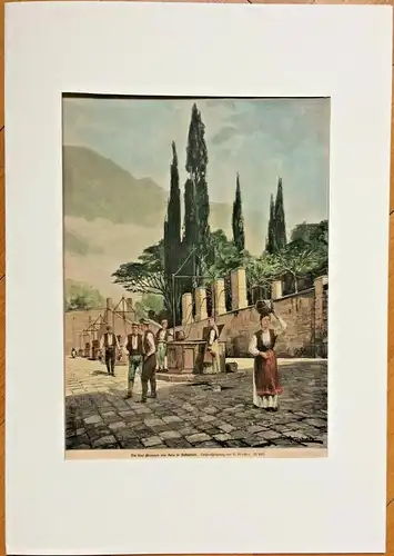 Colorierter Holzstich „Die fünf Brunnen von Zara in Dalmatien“ Alexander Kircher