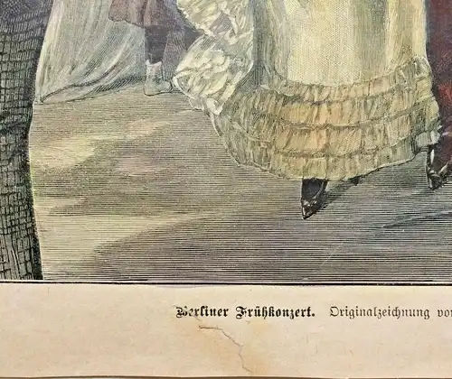 Colorierter Holzstich „Berliner Frühkonzert“ nach dem Gemälde von Franz Wittig