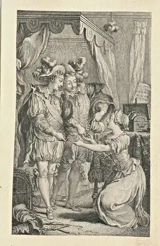Kupferstich v. Charles Eisen, Illustration für „Tales and Novels“ de La Fontaine