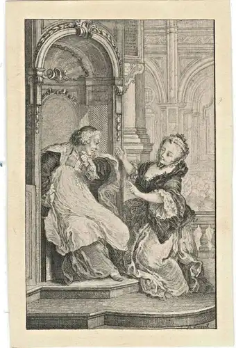 Kupferstich v. Charles Eisen, Joseph de Longueil, Jean de La Fontaine
