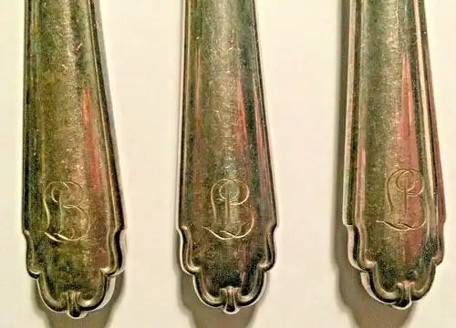 Sieben Messer versilbert, ca. Anfang 20. Jahrhundert, Länge 25 cm