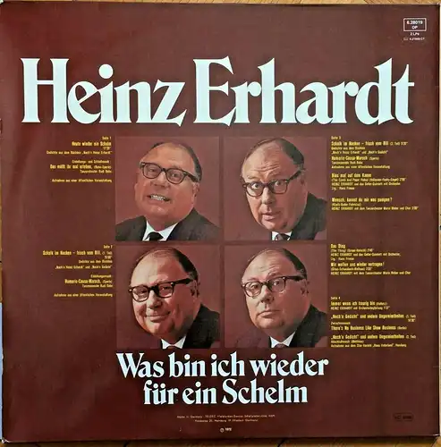 Vinyl-Doppel-LP Heinz Erhard: „Was bin ich wieder für ein Schelm“