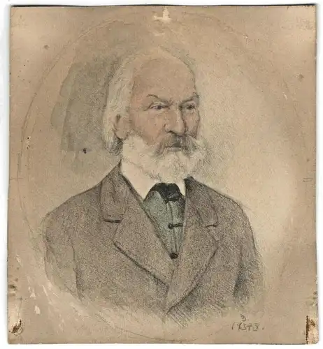 Portrait eines älteren Herrn - Colorierte kleine Bleistiftzeichnung, dat. 1937