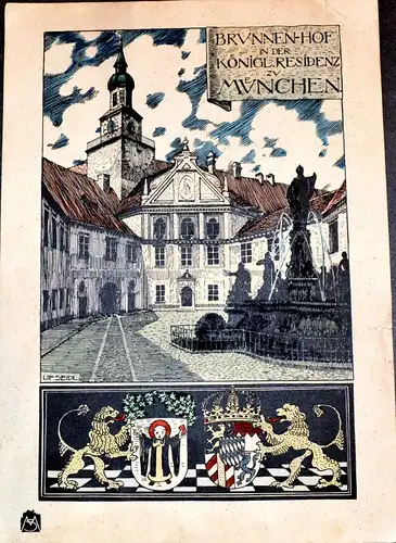 Kalenderblatt,München,Brunnenhof der königlichen Residenz ,bez. Ulf Seidl