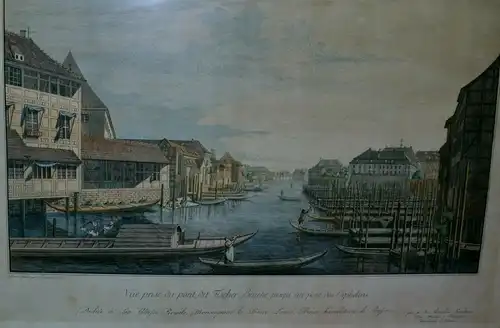 Kupferst. Joh.Georg Rosenberg,Berlin,Fischerbrücke bis Waisenbrücke,1785,gerahmt