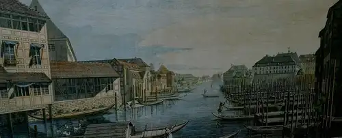 Kupferst. Joh.Georg Rosenberg,Berlin,Fischerbrücke bis Waisenbrücke,1785,gerahmt