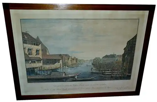 Kupferst. Joh.Georg Rosenberg,Berlin,Fischerbrücke bis Waisenbrücke,1785,gerahmt