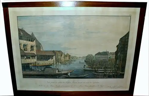 Kupferst. Joh.Georg Rosenberg,Berlin,Fischerbrücke bis Waisenbrücke,1785,gerahmt