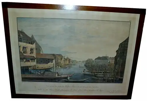 Kupferst. Joh.Georg Rosenberg,Berlin,Fischerbrücke bis Waisenbrücke,1785,gerahmt