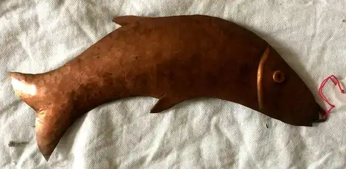 Stilisierter Fisch aus Kupfer, mit Aufhänger, Dekoration für Küche
