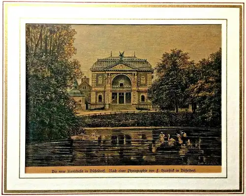 Colorierter Holzstich „Die neue Kunsthalle in Düsseldorf“ Friedrich Haarstick