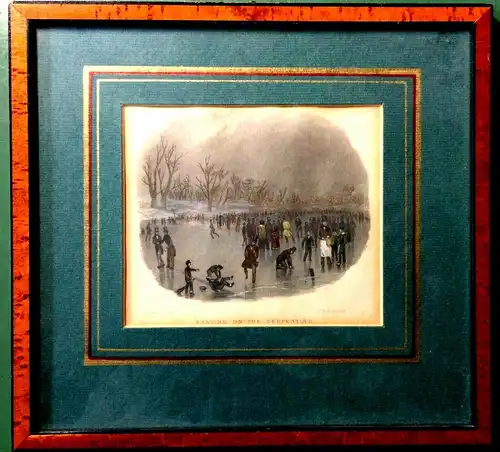 Aquatinta-Druck „SKATING ON THE SERPENTINE“ von J. W. Archer und S. Pearce