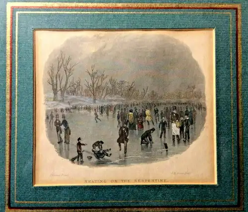 Aquatinta-Druck „SKATING ON THE SERPENTINE“ von J. W. Archer und S. Pearce