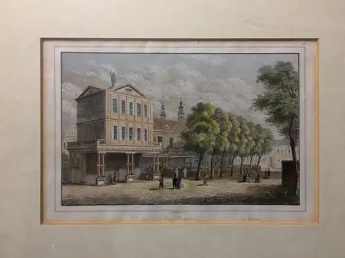 Colorierter Stahlstich „La Bourse“ von Augustin Francois Lemaitre