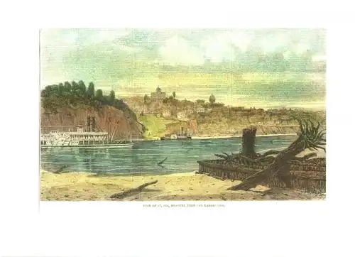 Colorierter Holzstich „VIEW OF ST. JOE, MISSOURI, FROM THE KANSAS SIDE“
