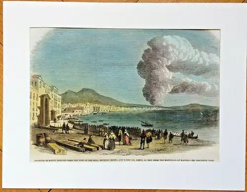 Colorierter Holzstich „ERUPTION OF MOUNT VESUVIUS .........."