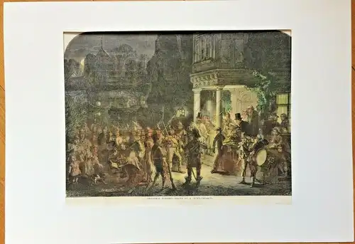 Colorierter Holzstich „CHRISTMAS MUMMERS - DRAW BY A HUNT“