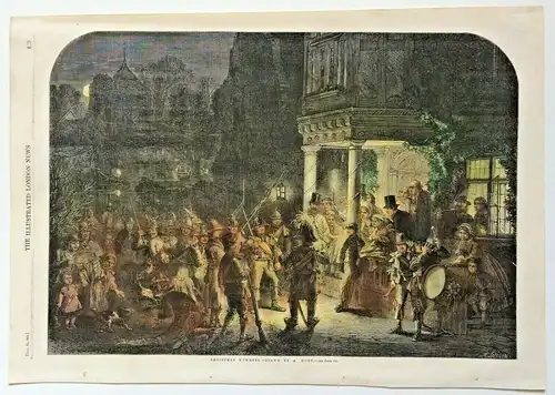 Colorierter Holzstich „CHRISTMAS MUMMERS - DRAW BY A HUNT“