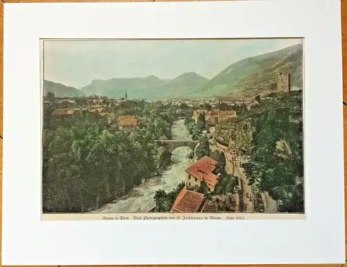 Colorierter Holzstich „Meran in Tirol“ nach einer Photographie