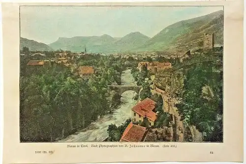 Colorierter Holzstich „Meran in Tirol“ nach einer Photographie