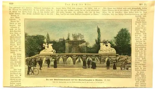 Colorierter Holzstich „Der neue Wittelsbacherbrunnen .........in München"